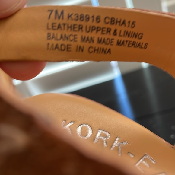 EUC Kork-Ease neutral tan and silver metallic strap high wedge sandals - Picture 10 of 12